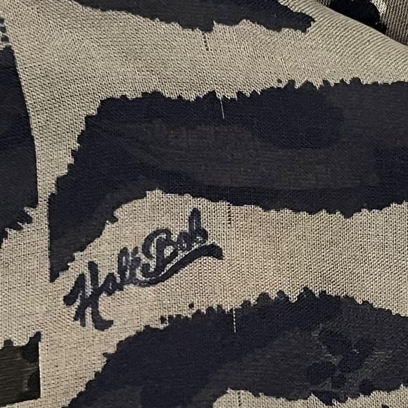 Hale Bob Animal Print Long Sleeve Split Necktie Semi Sheer Silk Blouse - Picture 6 of 8